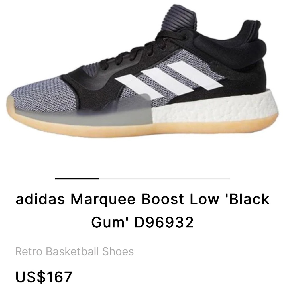Adidas Marquee Boost Low 'Black Gum' D96932 Mens Size: 8